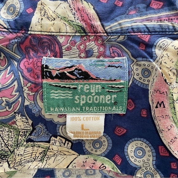 REYN SPOONER Hawaiian Tradition Aloha Collared Shirt Men L Large - Picture 4 of 5